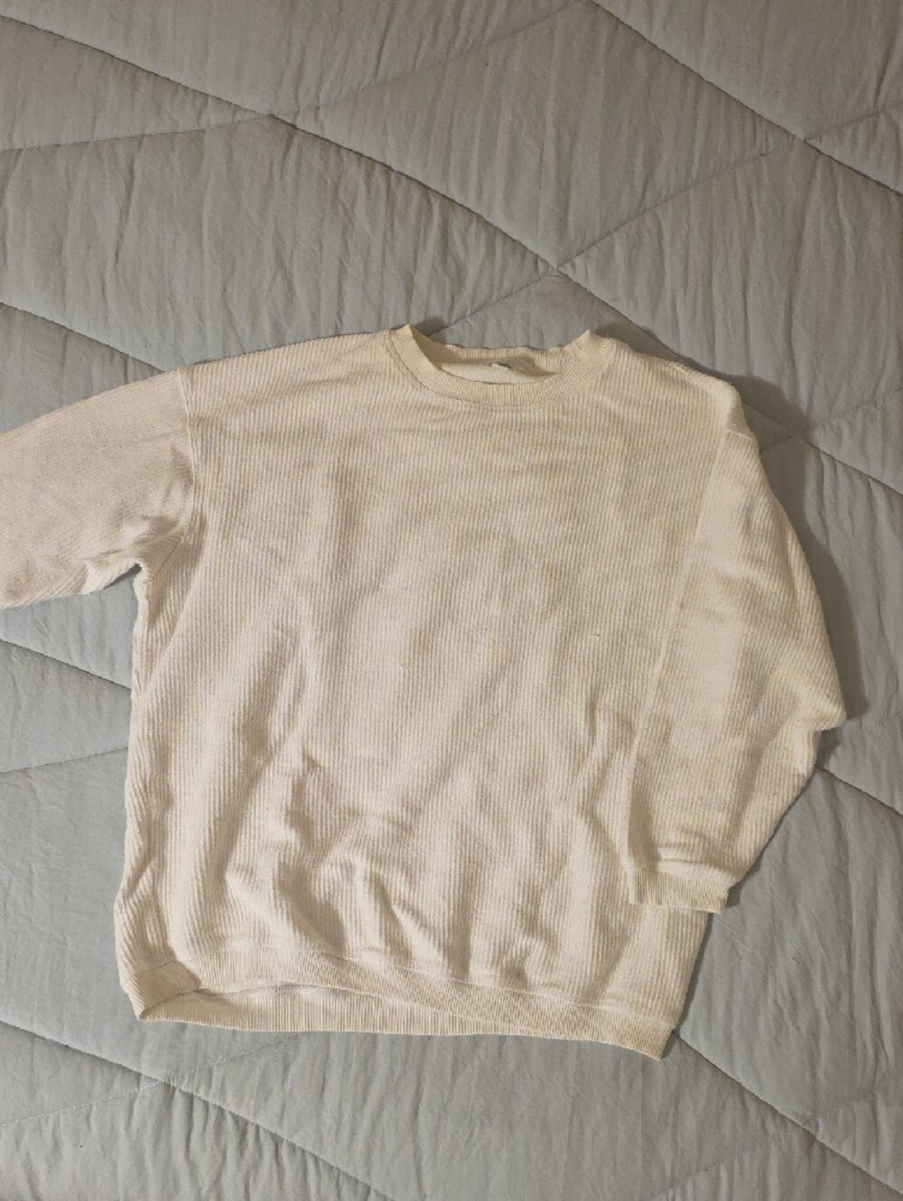 Aerie Women's Cream Thermal Knit Sweater Crewneck